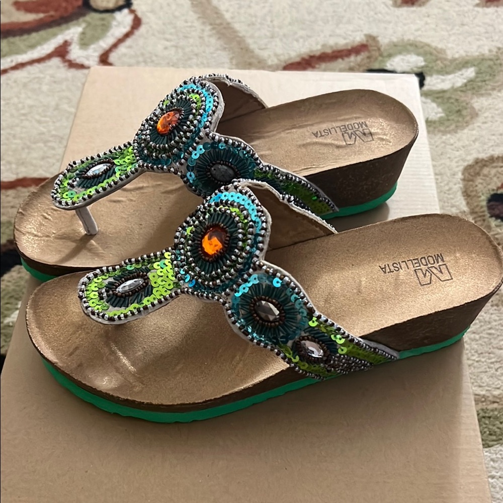 NEW Sequin Embellished Platform Sandals